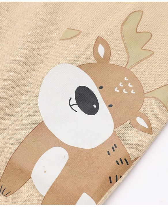 Babyhug Cotton Jersey Knit Jogger Fit Full Length Lounge Pant Pack of 2 With Deer Print in Red