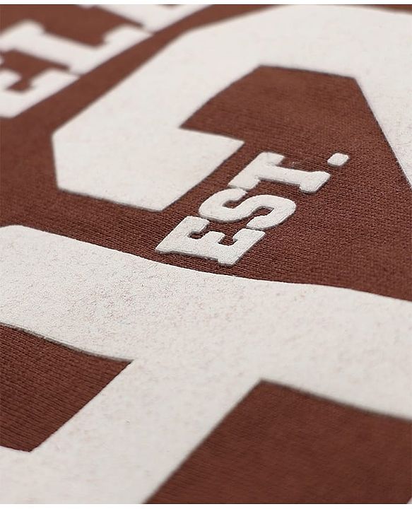 Babyhug Terry Knit Full Sleeves T-Shirt & Joggers Set With Text Print - Brown