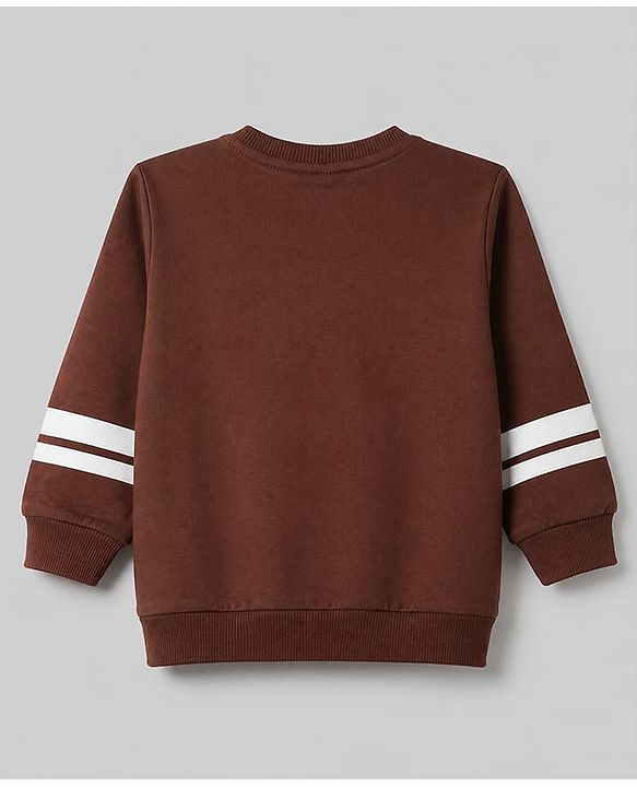 Babyhug Terry Knit Full Sleeves T-Shirt & Joggers Set With Text Print - Brown