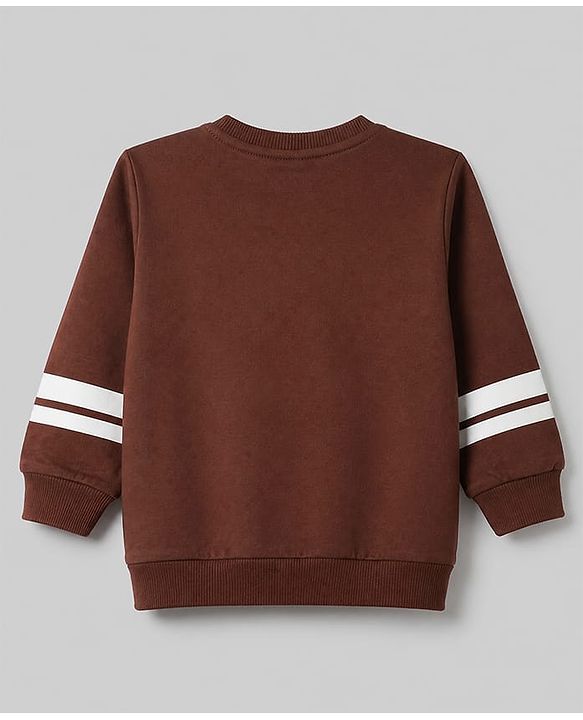 Babyhug Terry Knit Full Sleeves T-Shirt & Joggers Set With Text Print - Brown