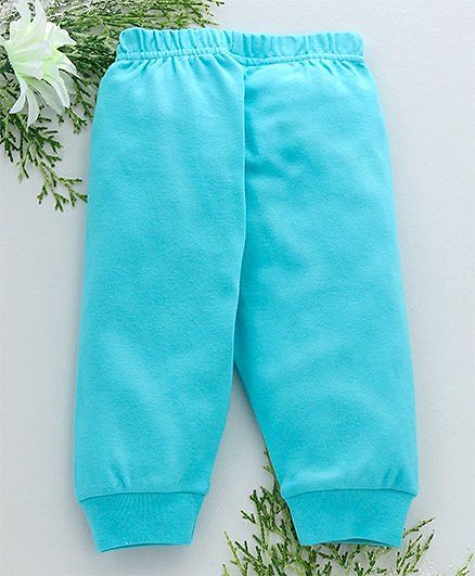 Babyhug Full Length Cotton Lounge Pant Bunny Print - Aqua Blue - 12-18 M Blue
