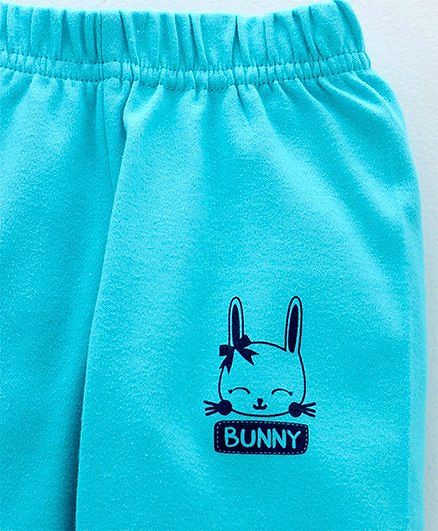 Babyhug Full Length Cotton Lounge Pant Bunny Print - Aqua Blue - 12-18 M Blue