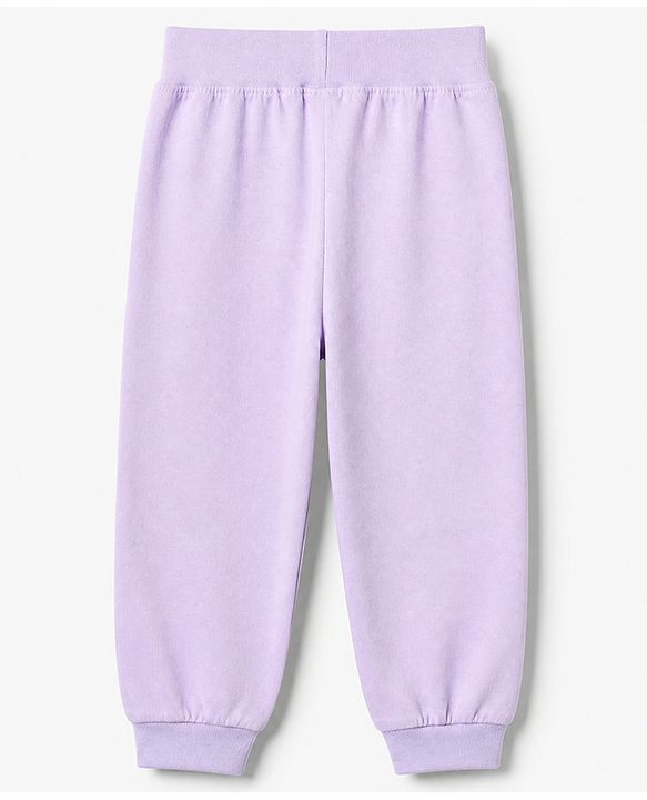 Babyhug Cotton Knit Full Length Lounge Pants with Rainbow Patch and Bow Applique Pack of 3 - Green Purple Pink