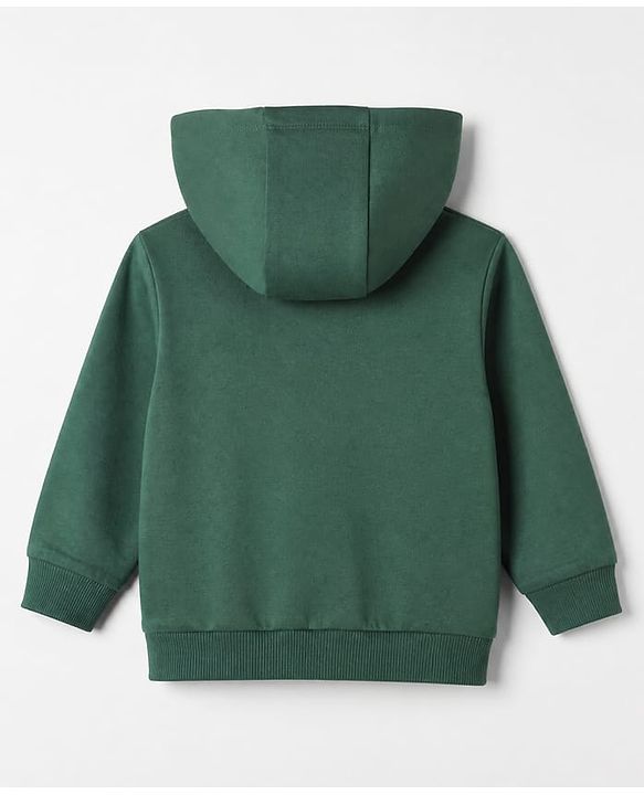 Babyhug 100% Cotton Terry Knit Full Sleeves Hooded T-Shirt and Jogger with New York City Print with Kangaroo Pockets - Green