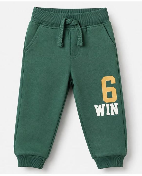 Babyhug 100% Cotton Terry Knit Full Sleeves Hooded T-Shirt and Jogger with New York City Print with Kangaroo Pockets - Green