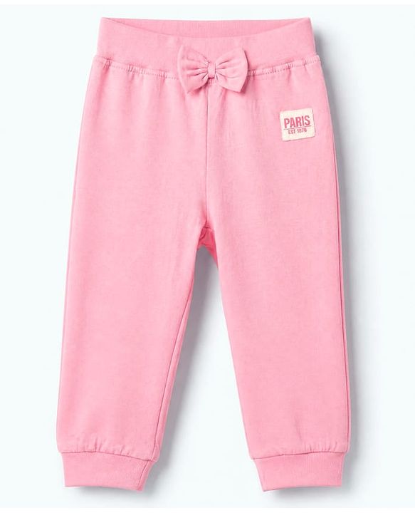 Babyhug Cotton Jersey Knit Full Length Track Pant With Bow Patch Pack of 3 - Blue Pink & Red