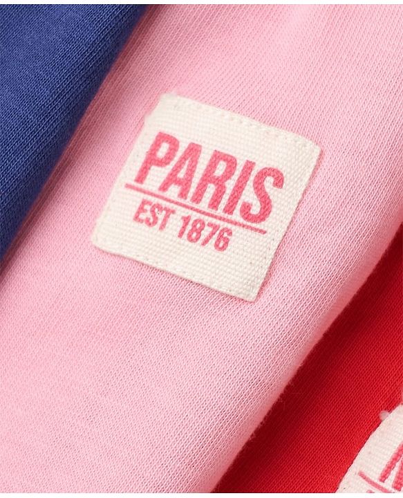 Babyhug Cotton Jersey Knit Full Length Track Pant With Bow Patch Pack of 3 - Blue Pink & Red