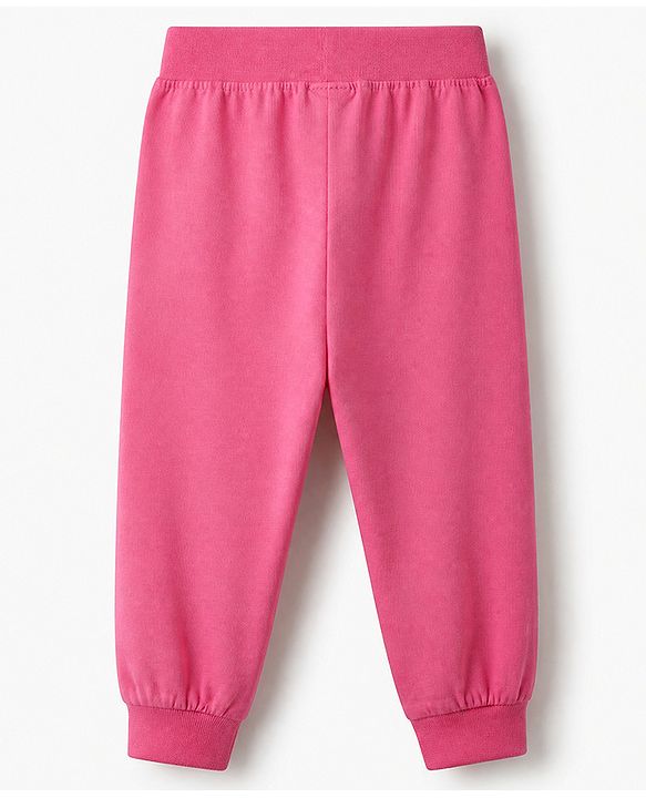 Babyhug Cotton Knit Full Length Jogger Fit Lounge Pant with London New York Print Pack of 3 in Orange Pink