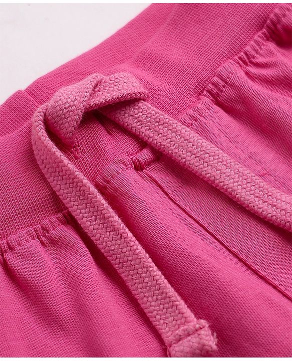 Babyhug Cotton Knit Full Length Jogger Fit Lounge Pant with London New York Print Pack of 3 in Orange Pink