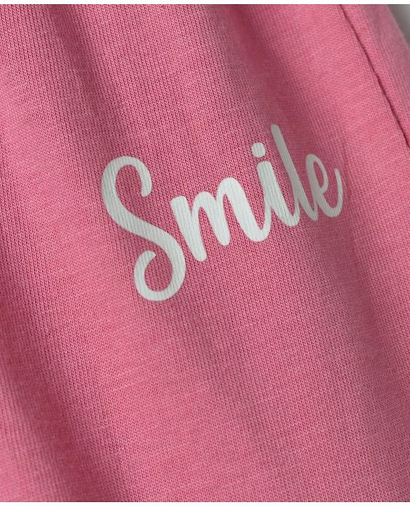 Babyhug Cotton Jersey Knit Jogger Fit Lounge Pants with Floral, Hearts & Smile Text Print with Bow Pack of 3 - Pink, Blue & Light Blue