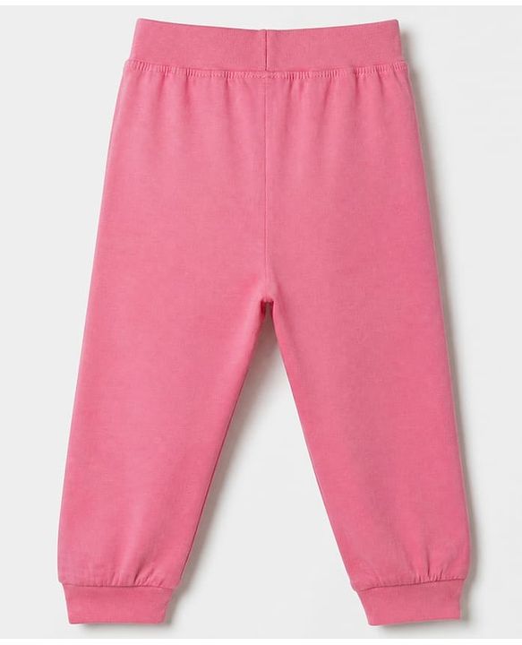 Babyhug Cotton Jersey Knit Jogger Fit Lounge Pants with Floral, Hearts & Smile Text Print with Bow Pack of 3 - Pink, Blue & Light Blue