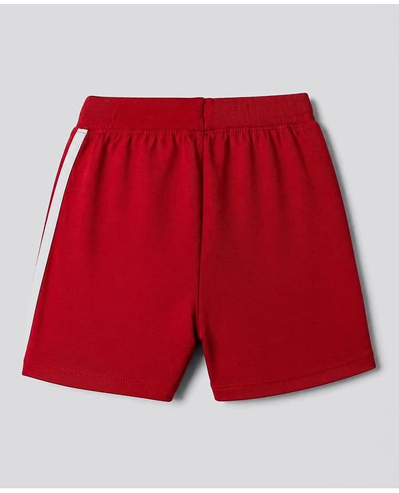 Babyhug 100% Cotton Jersey Knit Shorts With Lion & Text Print Pack of 2 - Red & Black
