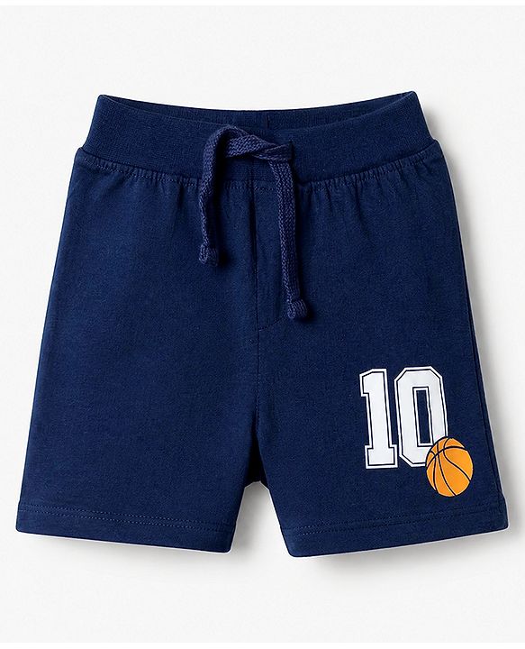 Babyhug Cotton Jersey Knit Shorts With Animal Print Pack of 3 - Yellow Green & Navy Blue