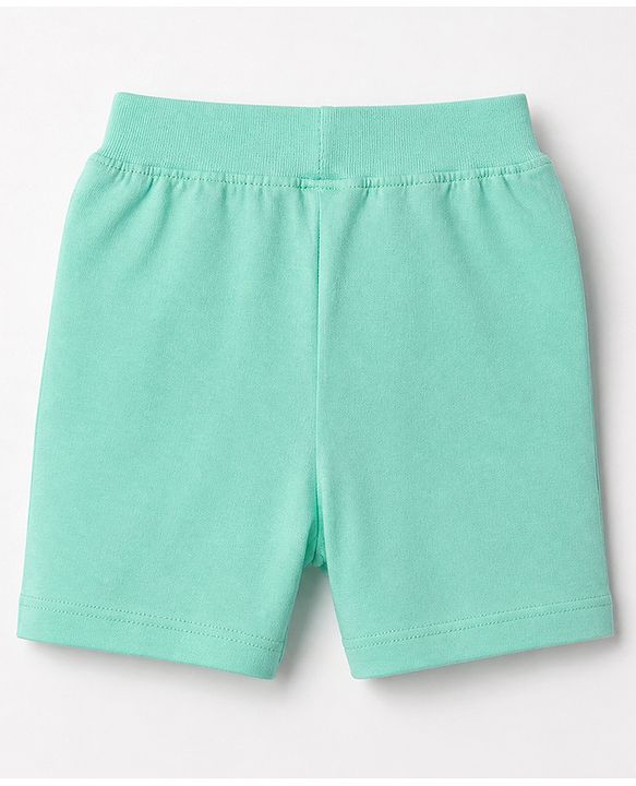 Babyhug Cotton Jersey Knit Shorts With Animal Print Pack of 3 - Yellow Green & Navy Blue