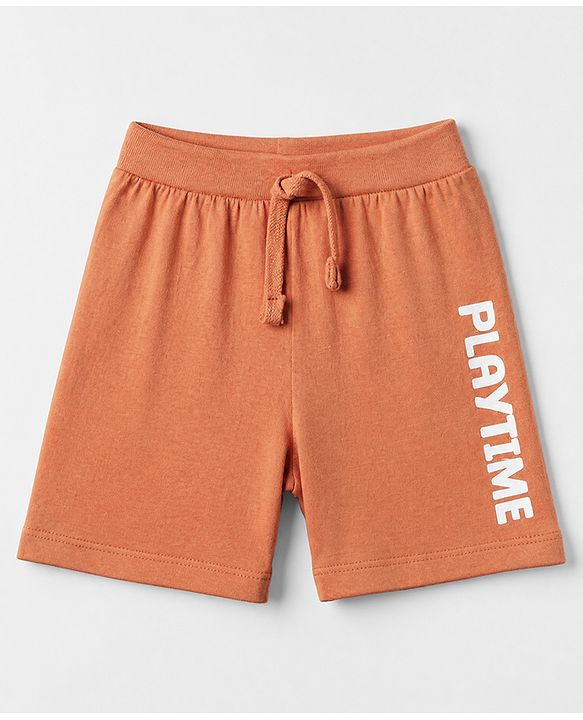 Babyhug 100% Cotton Single Jersey Knit Shorts with Tractor Print in Orange Blue & Cream Pack of 3