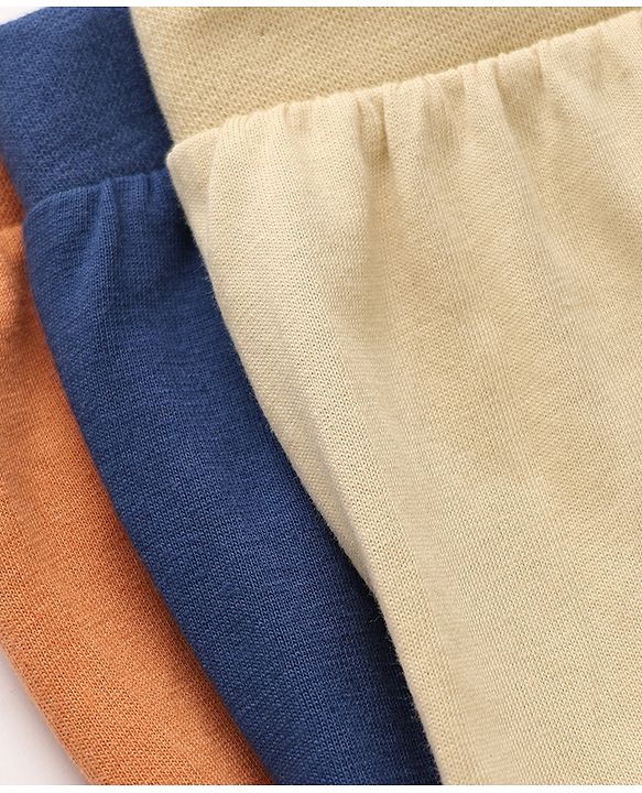 Babyhug 100% Cotton Single Jersey Knit Shorts with Tractor Print in Orange Blue & Cream Pack of 3