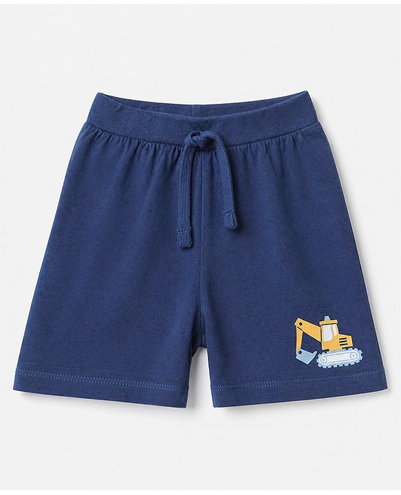 Babyhug 100% Cotton Single Jersey Knit Shorts with Tractor Print in Orange Blue & Cream Pack of 3