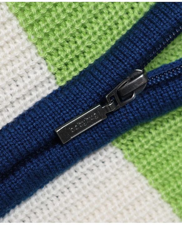 Babyhug Fur- Lined Knit Full Sleeves Hooded Sweater with Bear Embroidery - Navy Blue