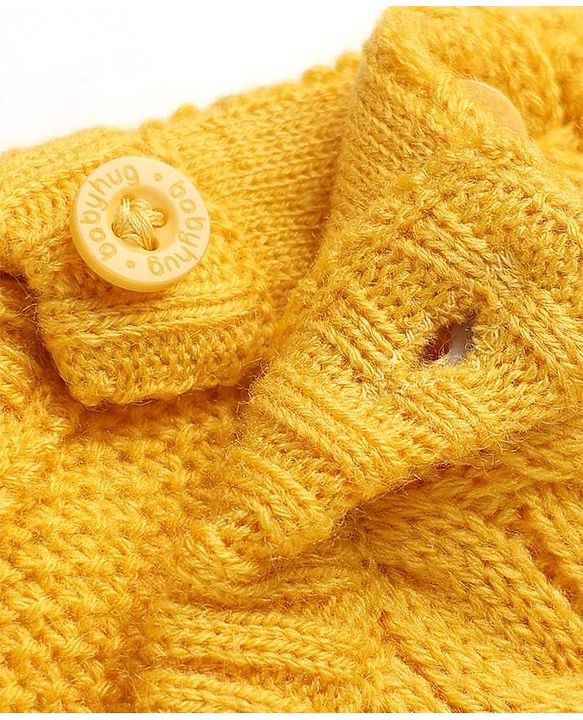 Babyhug Knit Full Sleeves Pullover with Cable Knit Design - Yellow
