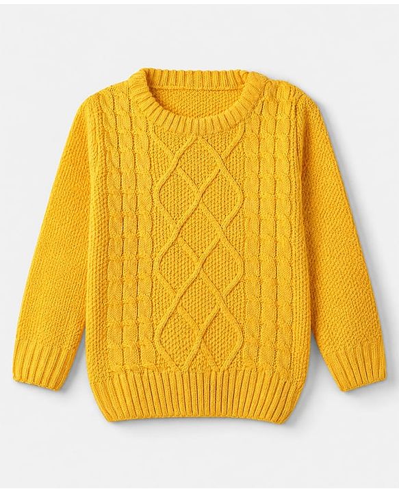 Babyhug Knit Full Sleeves Pullover with Cable Knit Design - Yellow