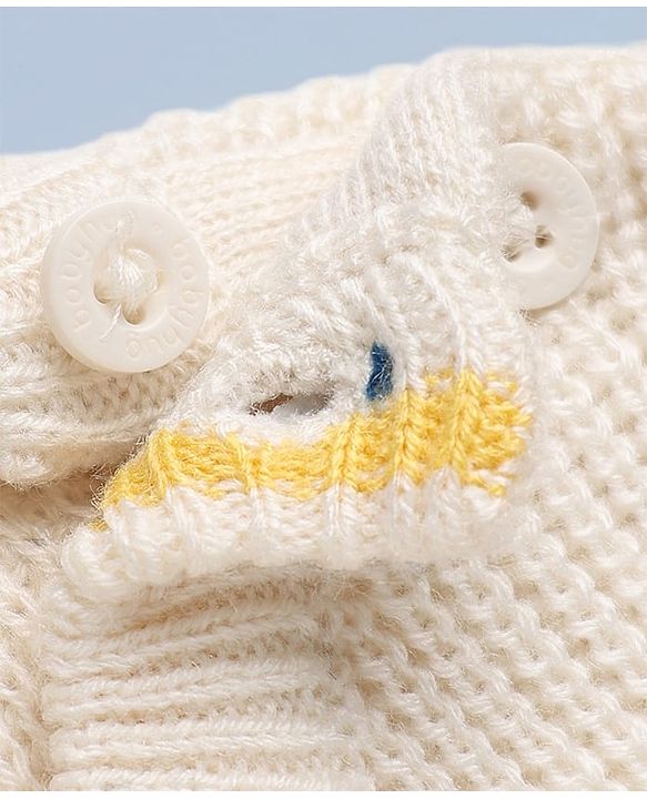 Babyhug Knit Full Sleeves Striped Sweater Set - Offwhite
