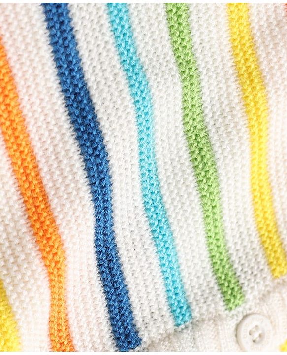 Babyhug Knit Full Sleeves Striped Sweater Set - Blue
