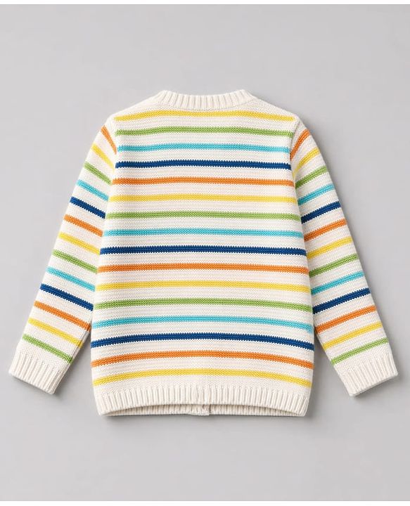 Babyhug Knit Full Sleeves Striped Sweater Set - Blue