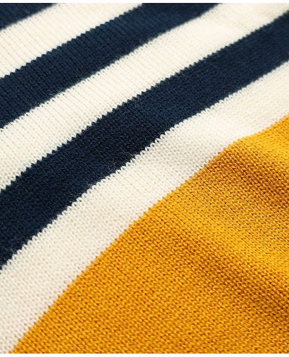 Babyhug Knit Full Sleeves Striped Sweater Set - Yellow