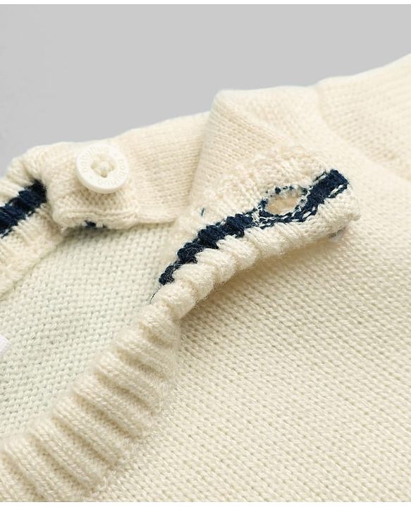 Babyhug Knit Full Sleeves Striped Sweater Set - Yellow
