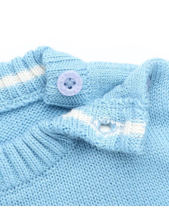 Babyhug Knit Full Sleeves Sweater Set with Striped Print in Blue