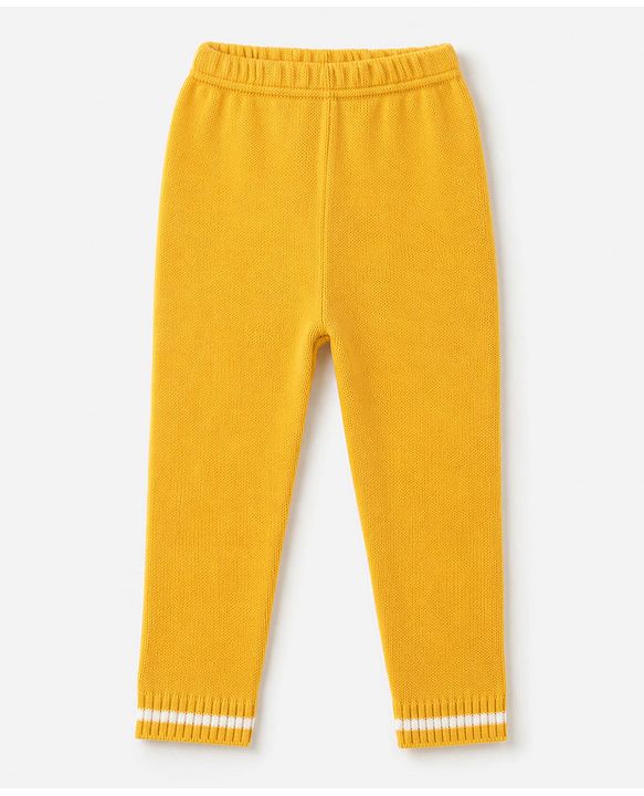 Babyhug Knit Full Sleeves Sweater Set with Tiger Patch - Yellow
