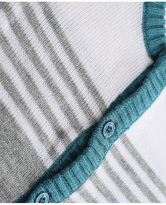Babyhug Knit Full Sleeves Striped Sweater Set - Teal Blue