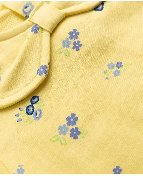 Babyhug 100% Cotton Knit Full Sleeves Heavy Gauge Sweatshirt With Floral Print - Yellow