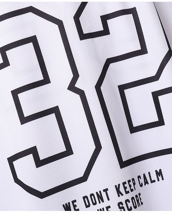 Pine Active Knit Half Sleeves T-Shirt and Shorts With Text Print in White