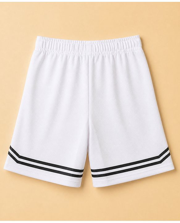 Pine Active Knit Half Sleeves T-Shirt and Shorts With Text Print in White