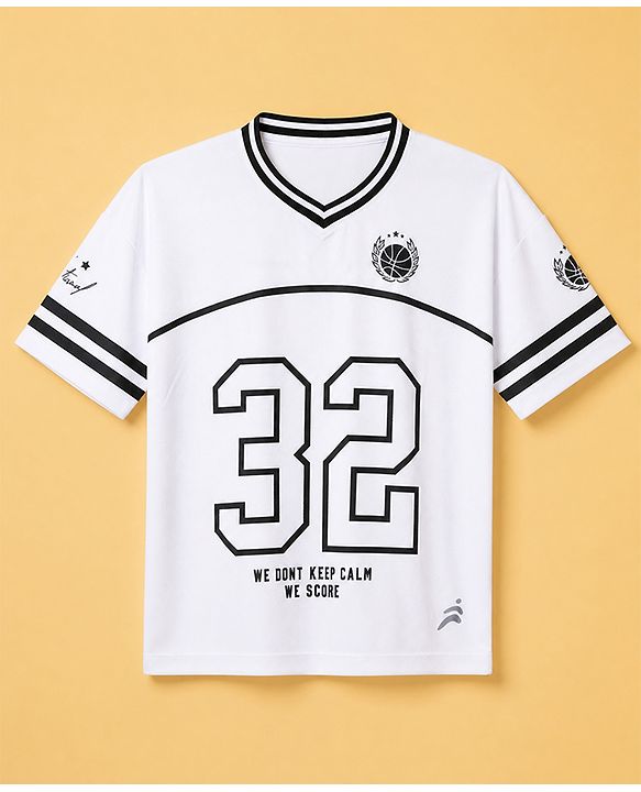 Pine Active Knit Half Sleeves T-Shirt and Shorts With Text Print in White