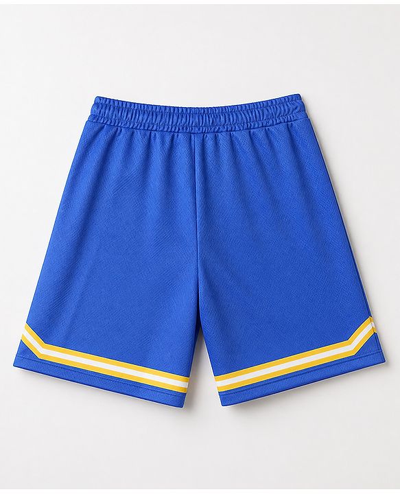 Pine Active Knit Half Sleeves T-Shirt and Shorts With Number Print in Blue
