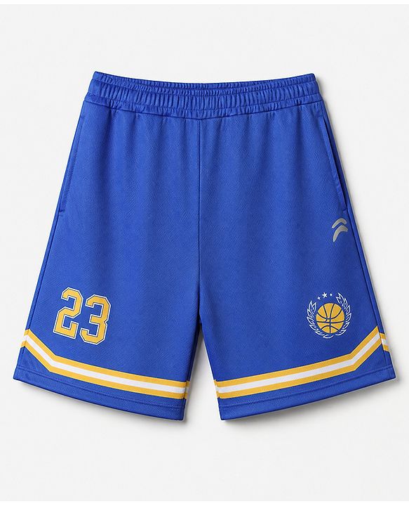Pine Active Knit Half Sleeves T-Shirt and Shorts With Number Print in Blue