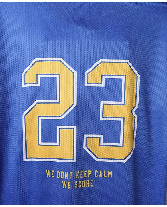Pine Active Knit Half Sleeves T-Shirt and Shorts With Number Print in Blue