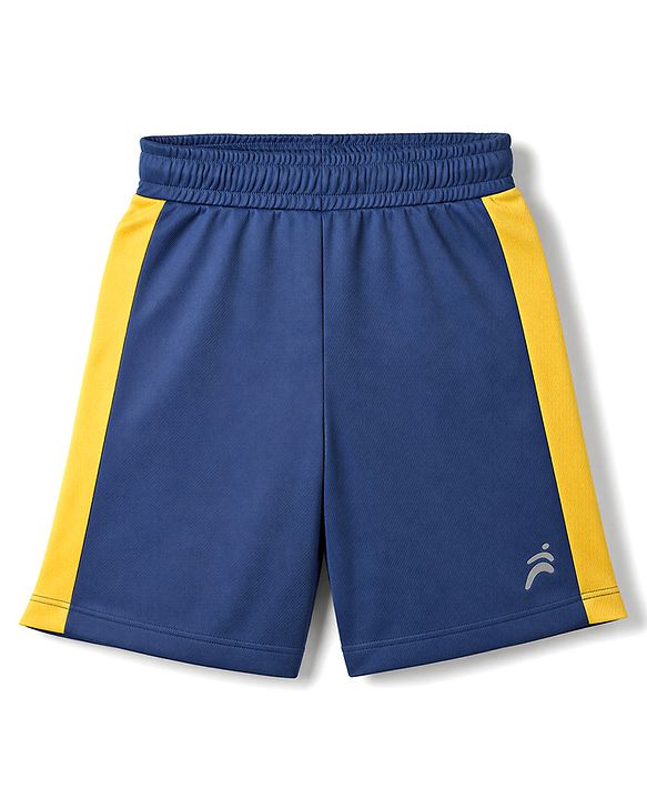 Pine Active Cotton Knit Sleeveless T-shirt & Shorts Set With Text Print - Blue