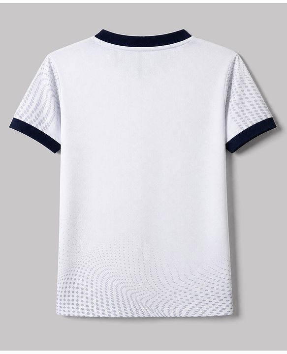 Pine Active Half Sleeves T-Shirt & Short Set Numeric Print - White & Navy Blue
