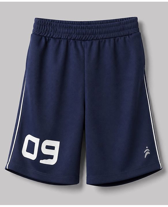 Pine Active Half Sleeves T-Shirt & Short Set Numeric Print - White & Navy Blue