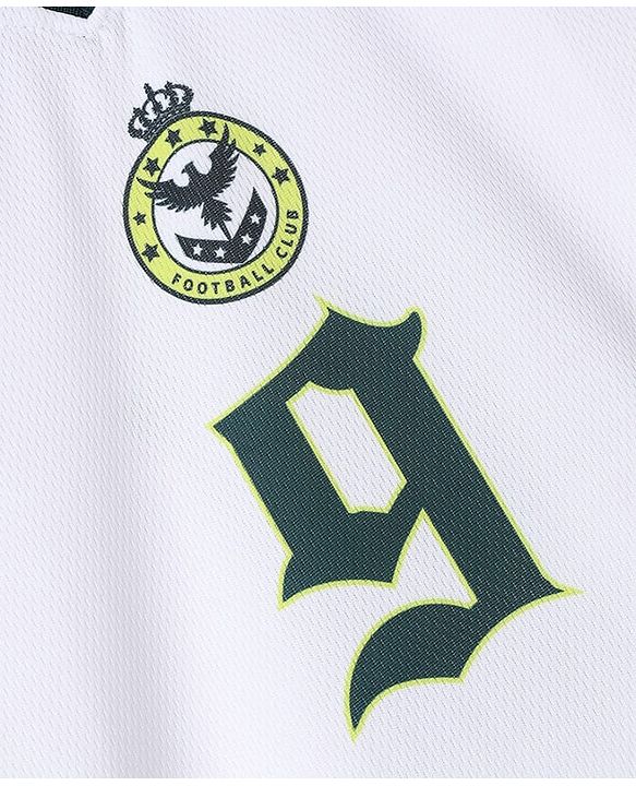 Pine Active Cotton Mixes Knit Half Sleeves T-shirt & Shorts Set With Football Club Text Print - White & Green