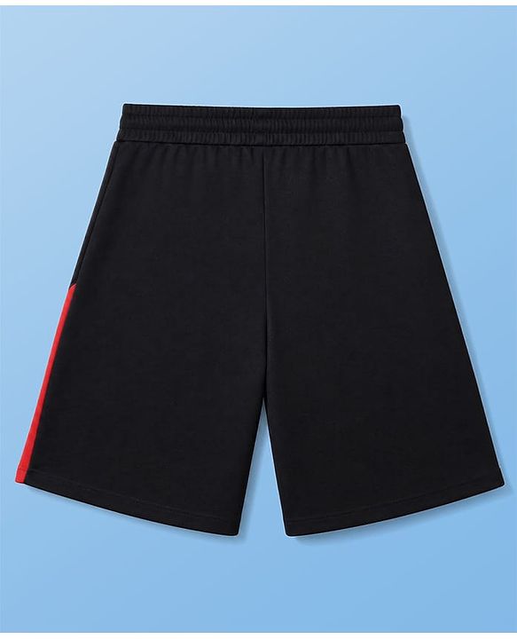 Pine Active Cotton Mixes Knit Half Sleeves T-shirt & Shorts Set With Korea Text Print - Red & Black