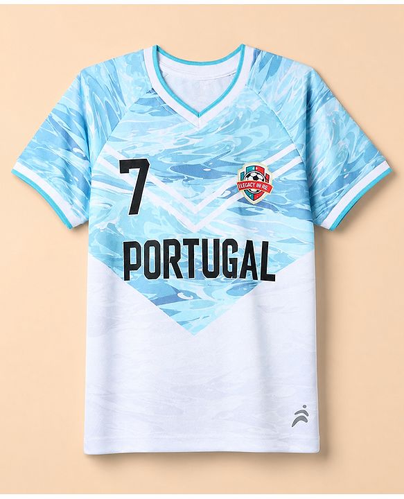 Pine Active Cotton Mix Knit Half Sleeves T-Shirt & Shorts Set With Text Print - Light Blue & Black