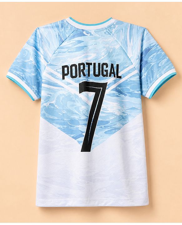 Pine Active Cotton Mix Knit Half Sleeves T-Shirt & Shorts Set With Text Print - Light Blue & Black