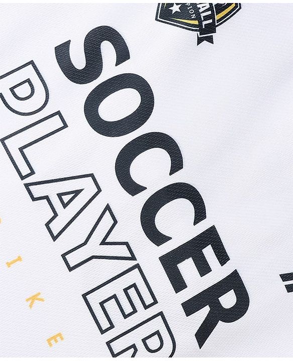 Pine Active Knit Half Sleeves Front & Back Soccer Printed T-Shirt - White