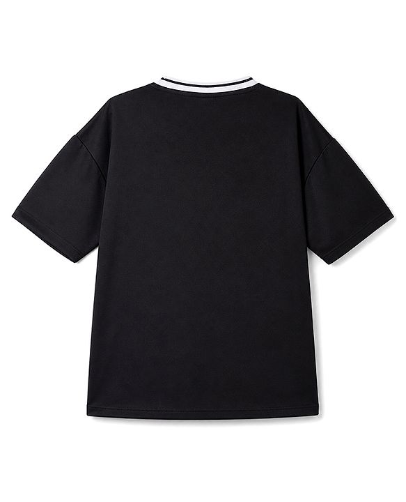 Pine Active Cotton Knit Half Sleeves T-Shirt With Text Print - Black