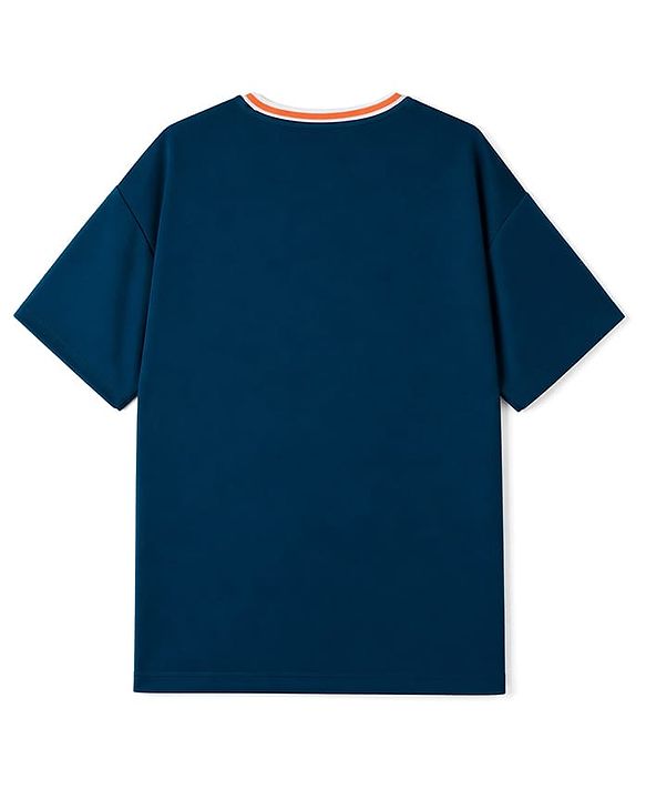Pine Active Knit Half Sleeves T-Shirt with Helmet Print - Navy Blue