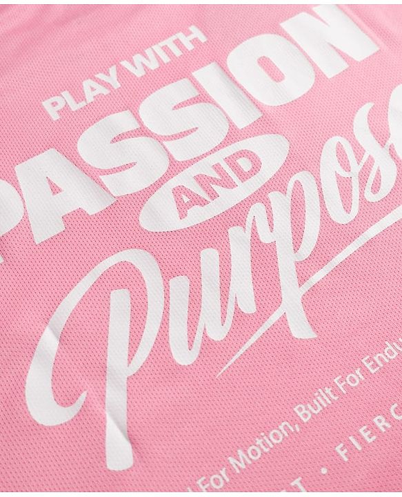 Pine Active Cotton Knit Half Sleeves T-Shirt With Text Print - Pink